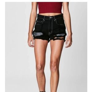 Carmar NWT Black denim distressed shorts size 23 High Rise Cut offs Daisy Dukes